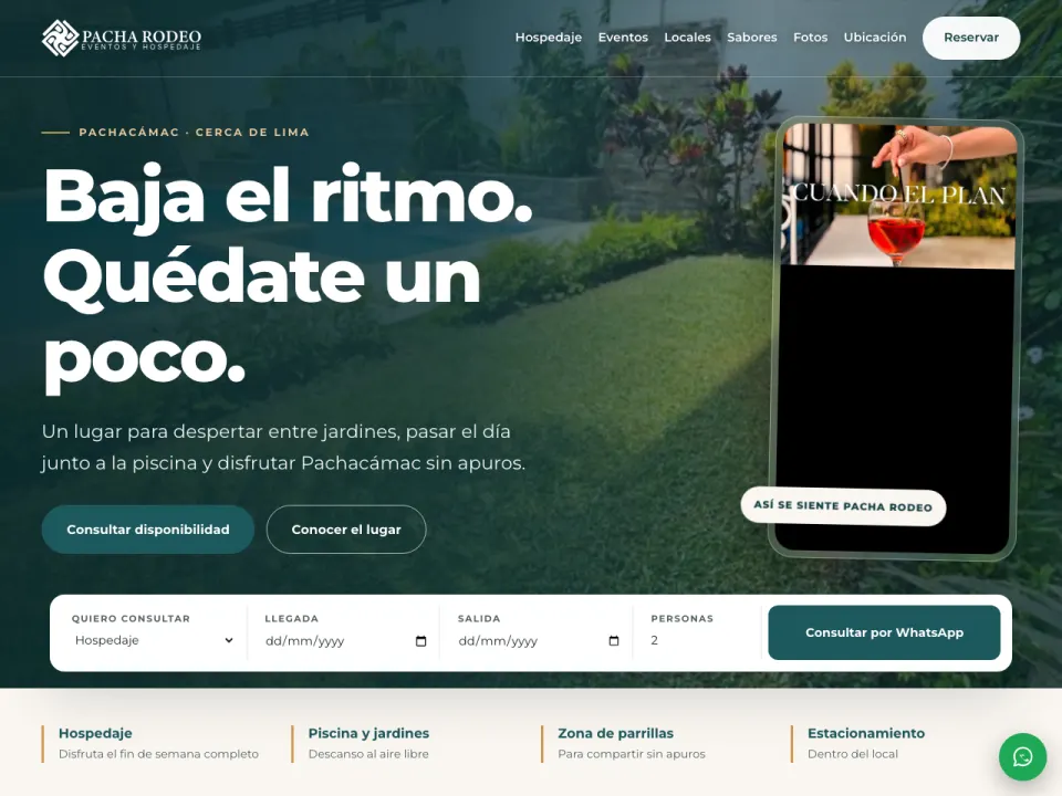 Portada actual de la web de Pacha Rodeo